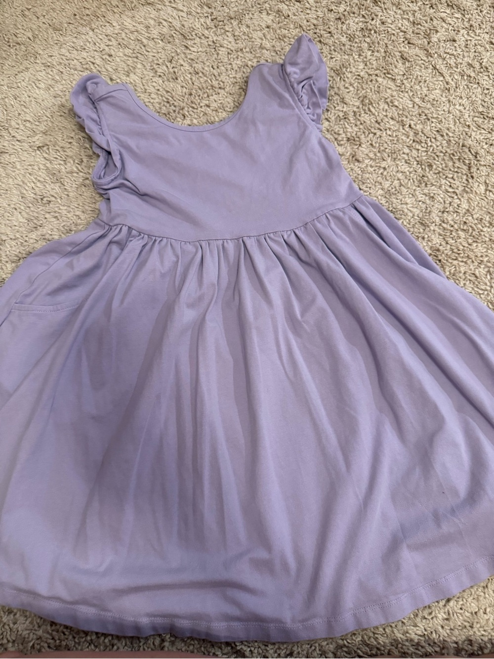 Hanna Andersson Lavender Flutter-Sleeve Cotton Dress
